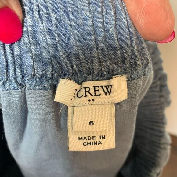 J. Crew Women's Dobby Chambray Pull-On Lined High Waisted Mini Skirt Blue Size 6 - Picture 4 of 8